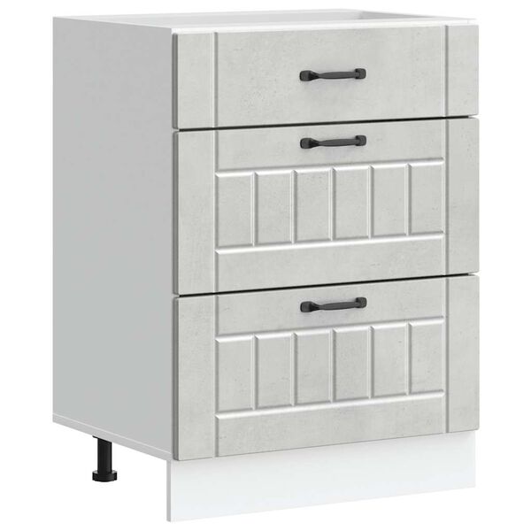 vidaXL Keitti&ouml;n pohjakaappi Lucca betoniharmaa suunniteltu puu