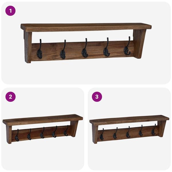 vidaXL Henkari Ruskea 50 x 10 x 14 cm Kiinte&auml;&auml; mahonkipuuta