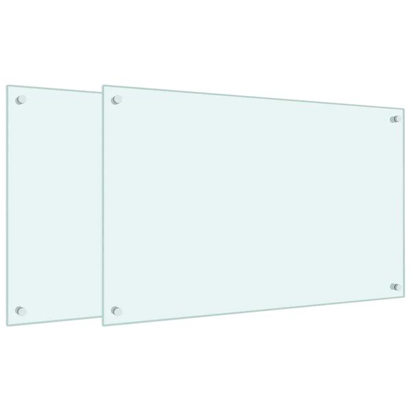 vidaXL Keitti&ouml;n roiskesuojat 2 kpl valkoinen 80x50 cm karkaistu lasi