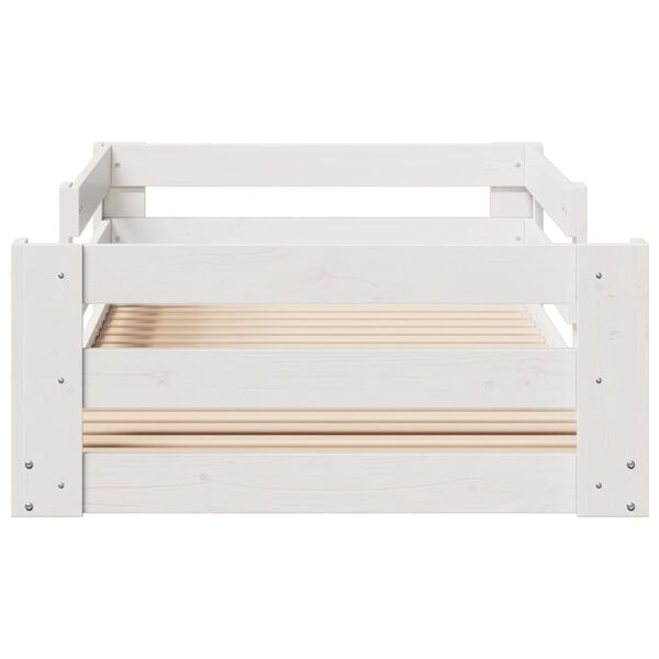 vidaXL Sängynrunko ilman patjaa valkoinen 80x160 cm massiivipuumänty