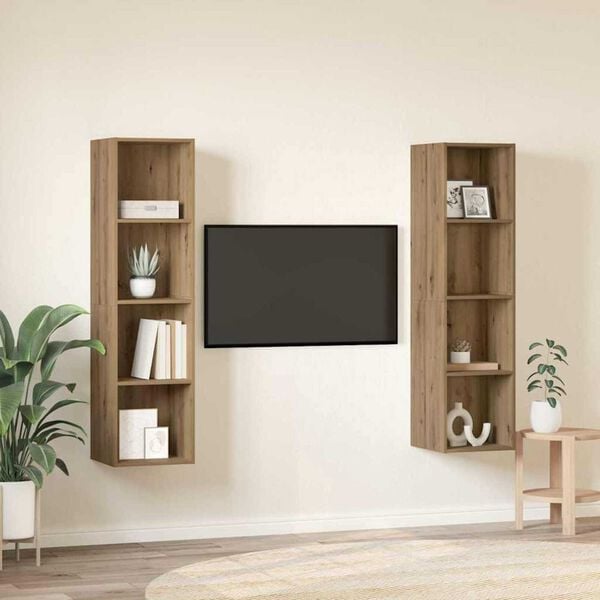 vidaXL TV-tasosetti 2 pcs Ruskea 37 x 37 x 142,5 cm Tekninen puu