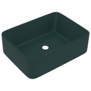 vidaXL Ylellinen pesuallas matta tummanvihre&auml; 41x30x12 cm keraaminen
