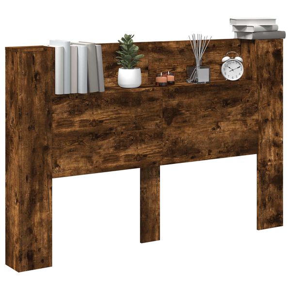 vidaXL P&auml;&auml;tykaappi LED:ll&auml; Savustettu Tammi 160 x 16,5 x 103,5 cm