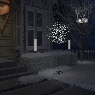 vidaXL Joulukuusi 200 kylmän valkoista LED-valoa kirsikankukka 180 cm