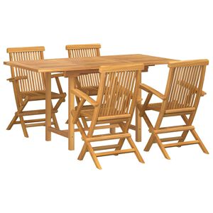 vidaXL Piharuokailu setti 5 pcs Ruskea Tiikkipuu