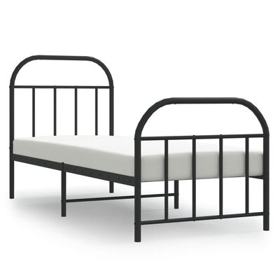 vidaXL Metallinen sängynrunko päädyillä musta 75x190 cm