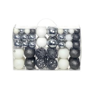 vidaXL 100 kpl joulukuusen pallosarja 3/4/6 cm valkoinen/harmaa