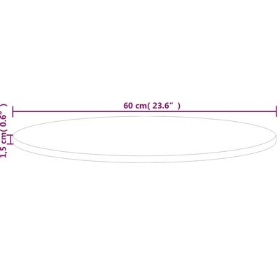 vidaXL Pyöreä pöytälevy Ø60x1,5 cm käsittelemätön täysi tammi