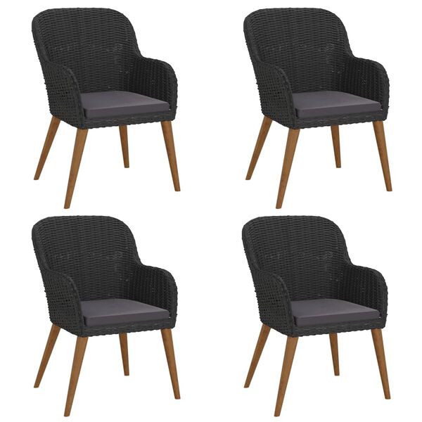 vidaXL 5-osainen Ulkoruokailuryhmä tyynyillä musta