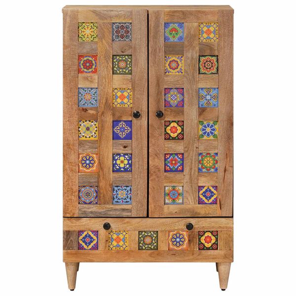 vidaXL Korkea kaappi Luonnollinen 60 x 33,5 x 100 cm Kiinte&auml; mango puu