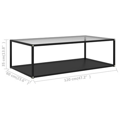 vidaXL Sohvapöytä läpinäkyvä ja musta 120x60x35 cm karkaistu lasi