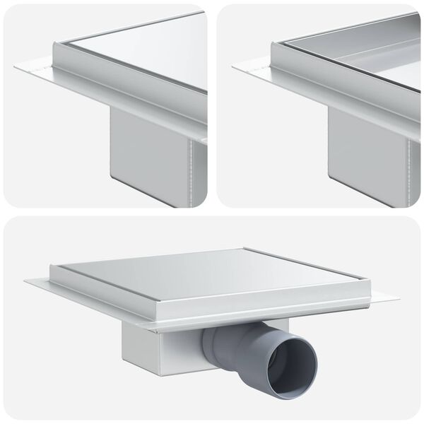 vidaXL 2 in 1 Suihkuviem&auml;r Hopea 20 x 20 cm Ruostumaton ter&auml;s 304