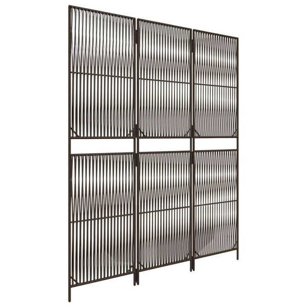 vidaXL Tilanjakaja 3 paneelia ruskea polyrottinki