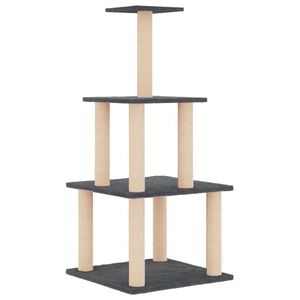 vidaXL Kissan kiipeilypuu sisal- raapimispylv&auml;ill&auml; tummanharmaa 111 cm