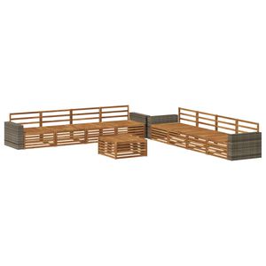 vidaXL Ulkosohvakokoelma 9 pcs Luonnollinen T&auml;ysi Akaasiapuu