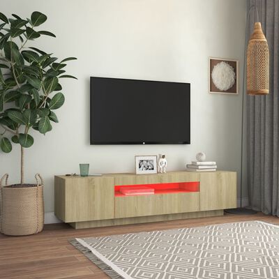 vidaXL TV-taso LED-valoilla Sonoma-tammi 160x35x40 cm