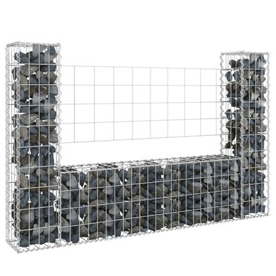 vidaXL U-muotoiset kivikorit 2 pylväällä rauta 140x20x100 cm