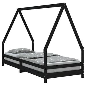 vidaXL Lasten s&auml;ngynrunko musta 80x200 cm t&auml;ysi m&auml;nty