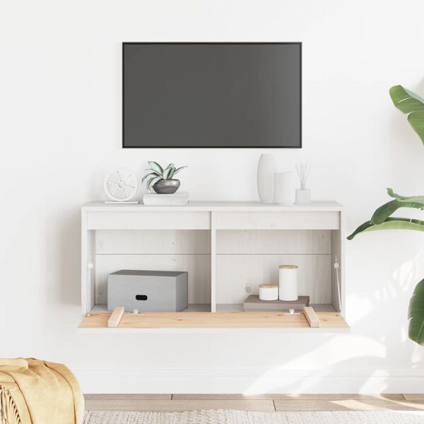 vidaXL Seinäkaappi valkoinen 80x30x35 cm täysi mänty