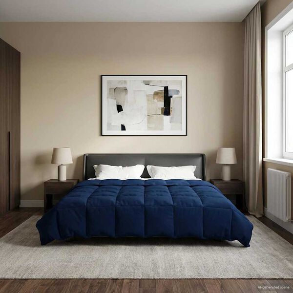 vidaXL Kes&auml;peitto Quiltottu Tumma Sininen 220 x 240 cm Mikrokuitu