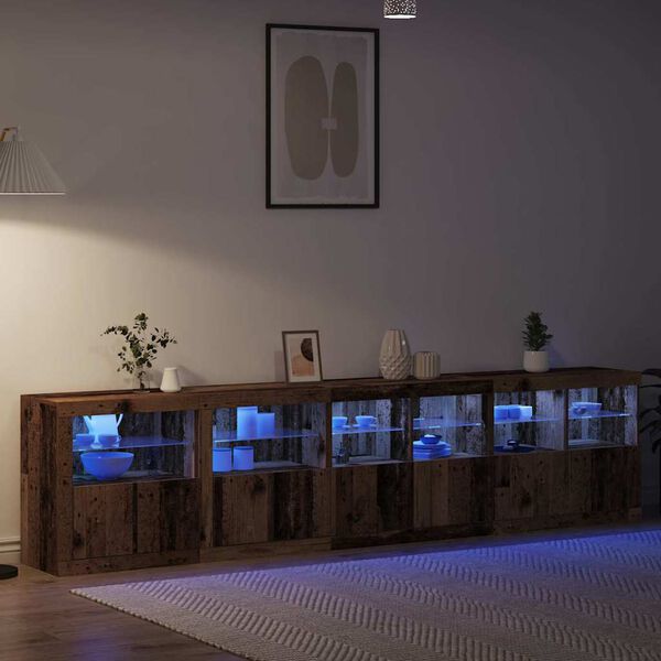 vidaXL LED-p&ouml;yt&auml;taso Vanha puu 283 x 37 x 67 cm Tekninen puu