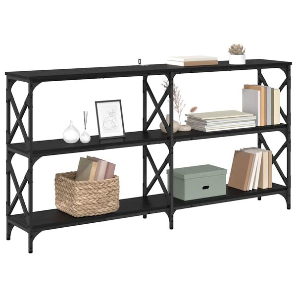 vidaXL Konsolip&ouml;yt&auml; Musta tammi. 156 x 28 x 80,5 cm Tekninen puu