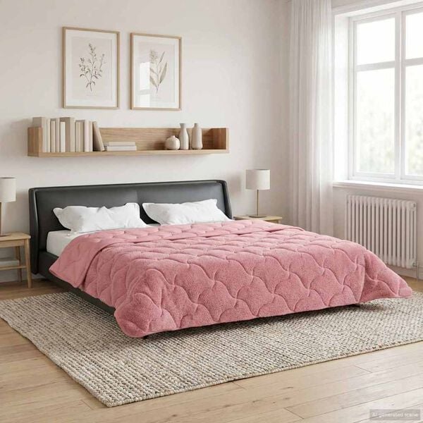 vidaXL Kes&auml;peitto Pinkki 220 x 240 cm Mikrokuitu ja teddy fleece