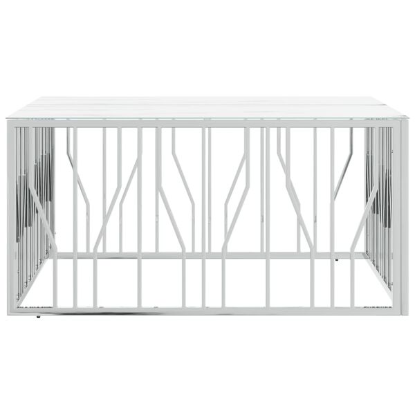 vidaXL Sohvap&ouml;yt&auml; hopea 100x100x50 cm ruostumaton ter&auml;s ja lasi