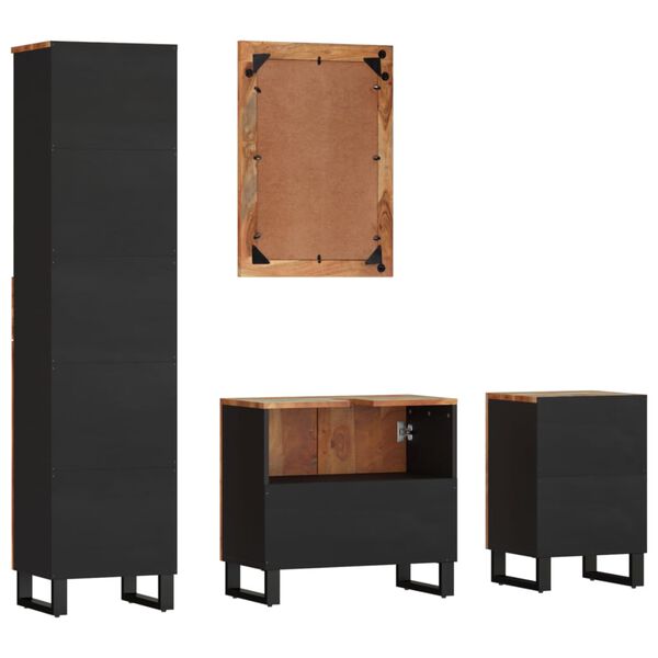 vidaXL 4-osainen Kylpyhuoneen kalustesarja kierr&auml;tetty t&auml;yspuu