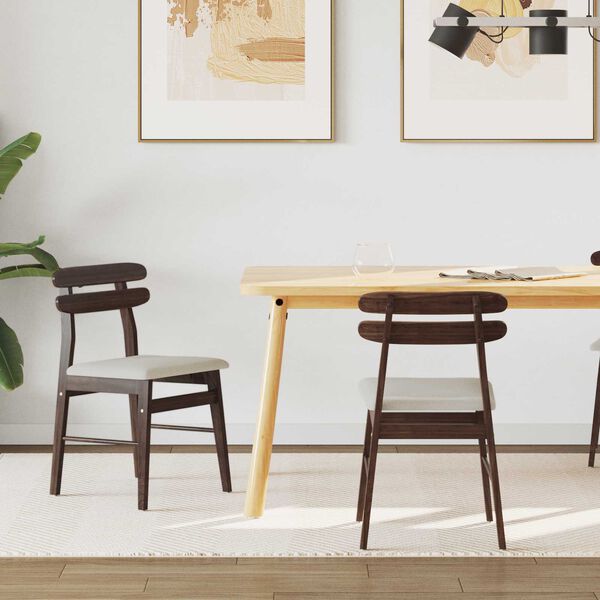 vidaXL Ruokatuoli 2 pcs Vaaleanruskea ja vaalea Kestävä Kumipuinen