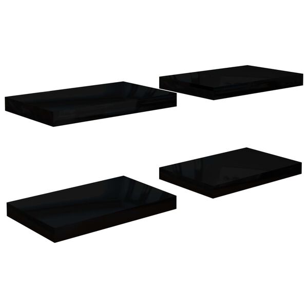 vidaXL Kelluvat seinähyllyt 4 kpl korkeakiilto musta 40x23x3,8 cm MDF