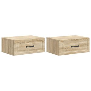 vidaXL Sein&auml;lle Kiinnitett&auml;v&auml; Y&ouml;p&ouml;yt&auml; 2 pcs Sonoma-tammi Tekninen puu