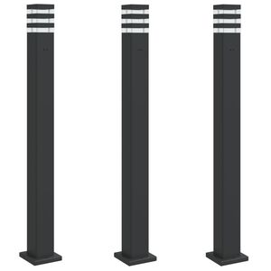 vidaXL Pylv&auml;svalaisimet pistorasialla 3 kpl musta 110 cm alumiini