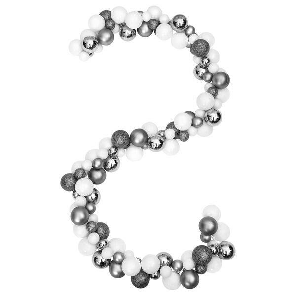 vidaXL Joulupallok&ouml;ynn&ouml;s valkoinen ja harmaa 175 cm polystyreeni