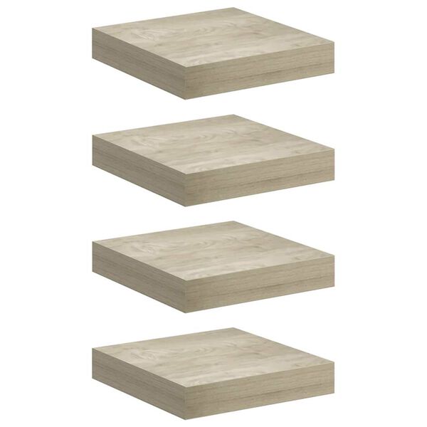 vidaXL Kelluvat sein&auml;hyllyt 4 kpl tammi 23x23,5x3,8 cm MDF