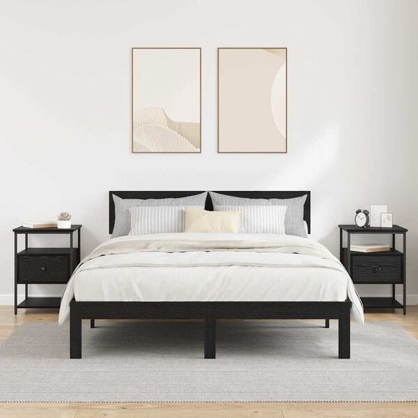 vidaXL Y&ouml;p&ouml;yt&auml;kaappi 2 pcs Musta tammi. 40 x 42 x 56 cm Tekninen puu