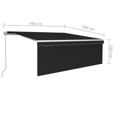 vidaXL Manuaalisesti kelattava markiisi verholla 4,5x3 m antrasiitti