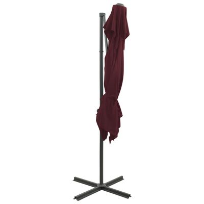 vidaXL Riippuva aurinkovarjo tuplakatolla viininpunainen 250x250 cm