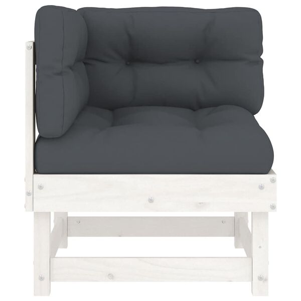 vidaXL Kulmasohva tyynyillä valkoinen täysi mänty