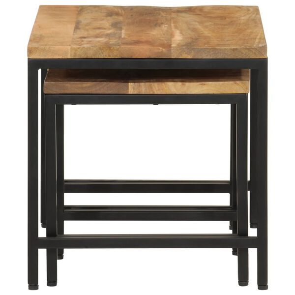 vidaXL Sarjapöydät 3 kpl täysi karkea mangopuu ja rauta