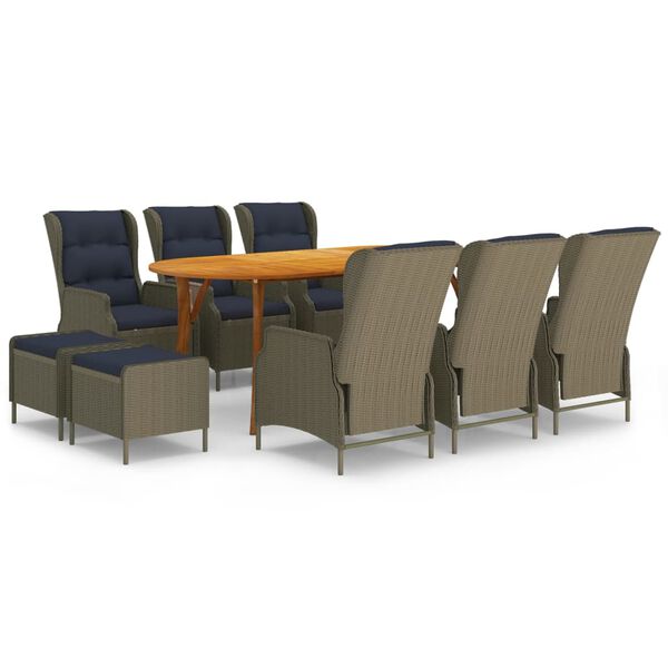 vidaXL 9-osainen Puutarhan ruokailuryhm&auml; ruskea