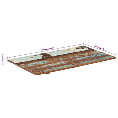 vidaXL Suorakulmainen pöytälevy 60x100 cm 15-16 mm täysi kierrätyspuu