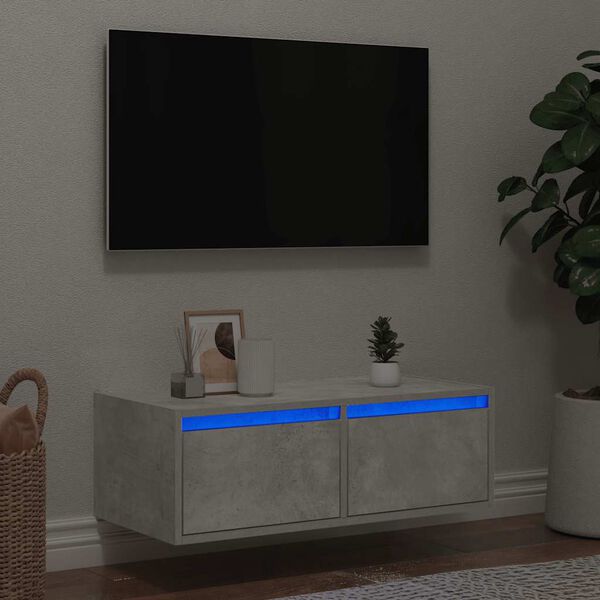 vidaXL TV-kaappi LED-valoilla betoninharmaa 75x35,5x25 cm