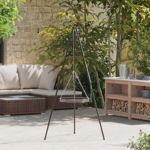 vidaXL Nuotiotripodi 2 pcs Musta Teräs