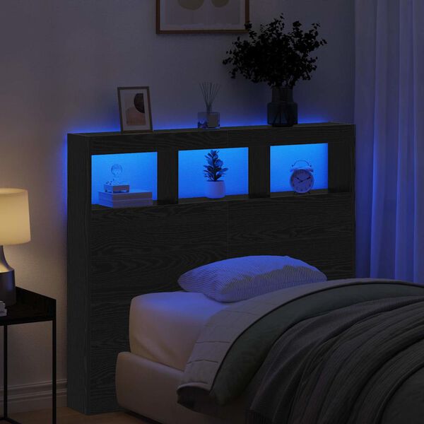 vidaXL P&auml;&auml;tylevy hyllyll&auml; Musta tammi. 120 x 17 x 102 cm Tekninen puu