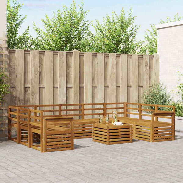 vidaXL Sohvasarjat 10 pcs Luonnollinen Tihe&auml; akasiapuu