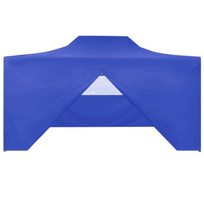 vidaXL Kokoontaittuva juhlateltta 4 sivuseinää 3x4 m teräs sininen