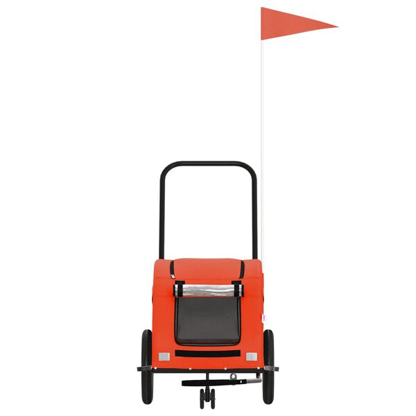 vidaXL Lemmikinkuljetuskärry pyörään oranssi/harmaa kangas ja rauta