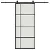 vidaXL Liukuovi asennustarvikkeilla musta 90x205 cm ESG lasi