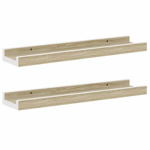 vidaXL Sein&auml;hyllyt 2 kpl valkoinen ja Sonoma-tammi 40x9x3 cm